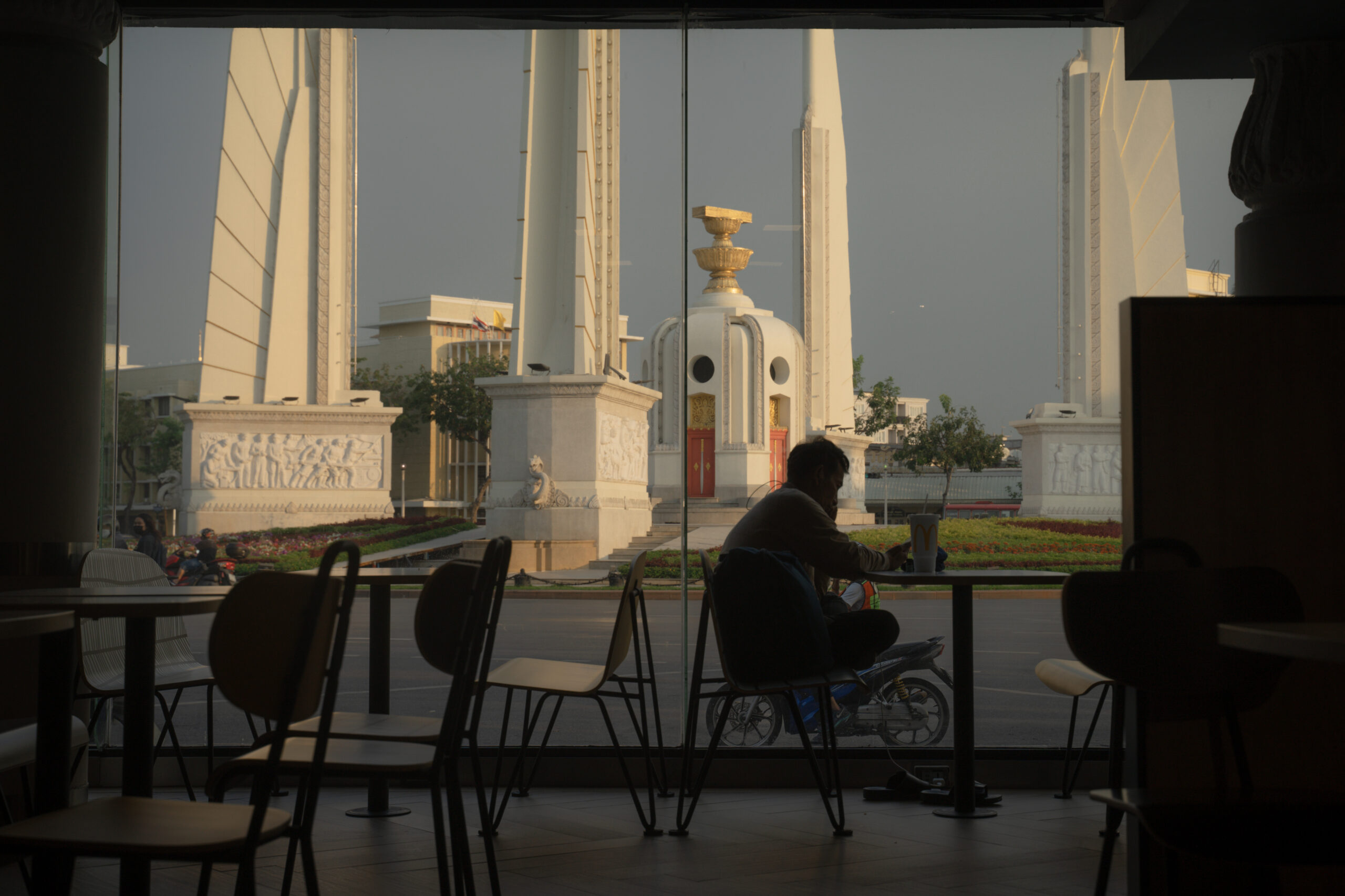 "The 3 meter high turret also denotes the month of June, the third month of the traditional Thai calendar, along with the national triumvirate of administrative, legislative, and judicial powers."